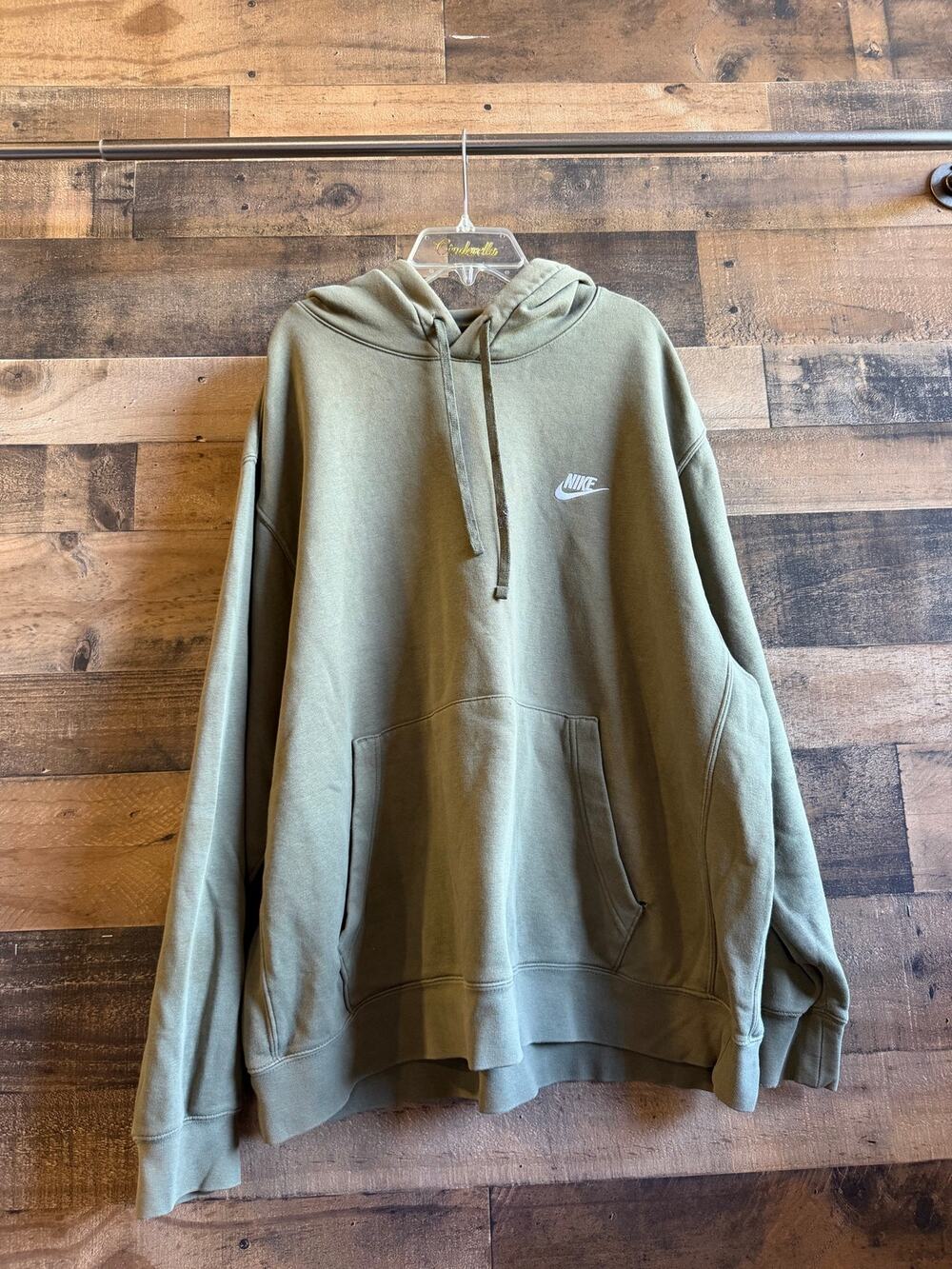 Nike Mens Club Fleece Pullover Hoodie Sweatshirt -Olive Green Embroidered -XXL